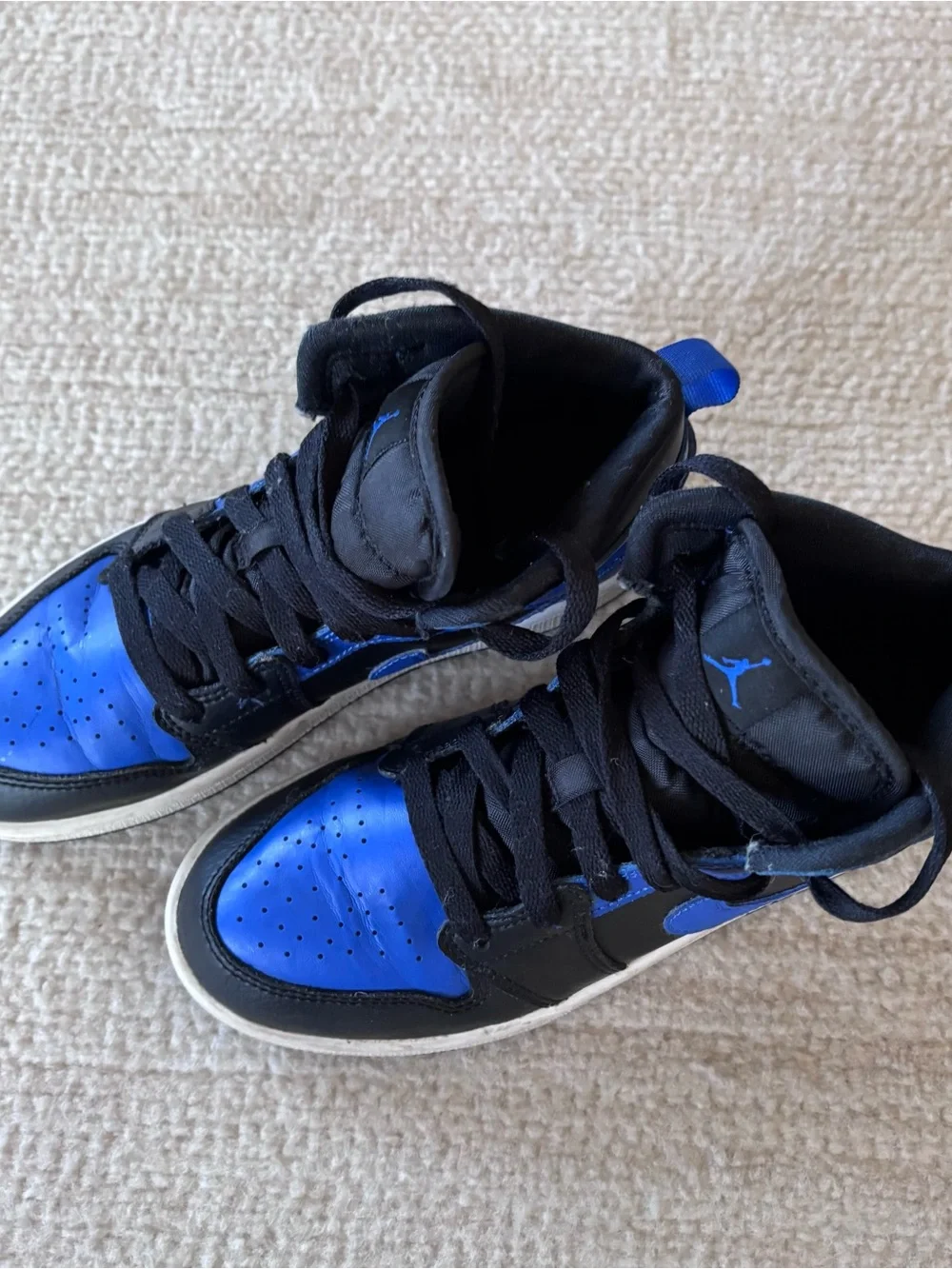 Nike Air Jordan Kids Black and Royal Blue High-Top Sneakers